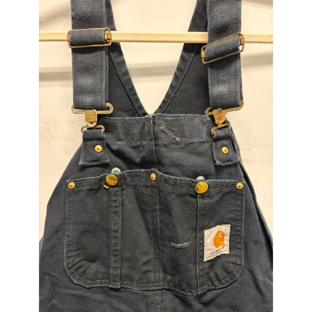 Carhartt Bib Overalls Mens 38x30‎ Black Quilt Lined Double Knee R02BLK Good